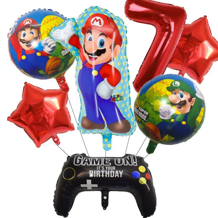Cartoon Super Mary Balloon Set Mario Luigi Game Themed Birthday Party Decoration  Peach Princess Aluminum Film Balloon Kids Gift