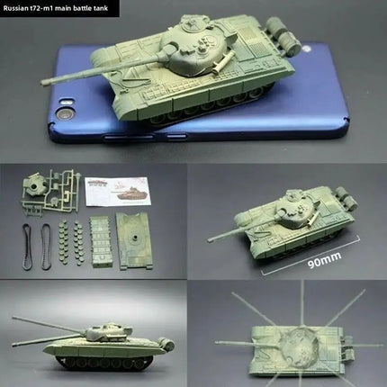 1/72 Scale Mini Plastic Assembled Tank Model Kit WWII Military Model Puzzles, M88A1G, M1A2, T55A, M4A3, M12, JSU152, M42, M1113A