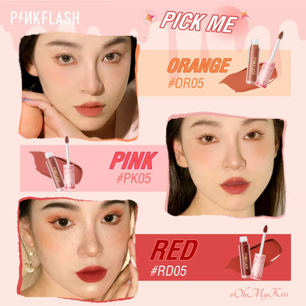 PINKFLASH Lipgloss Matte Lipstick Soft Moisturizing Red Nude Pink Melting Lip Cream Waterproof Makeup Not Fade Lip Gloss Liptint