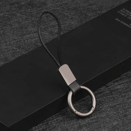 Genuine Leather Key Chains for Men Women Car Keychain Lanyard Cotton Rope Strap Metal Keyring Gift Trendy Key Holder