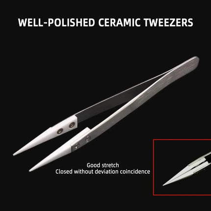 1200° Ceramic Tipped Stainless Steel Tweezers Tips Heat Pointed Resistant Tweezer Electronic Soldering Tweezers Fine Pointed Tip