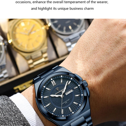 POEDAGAR Top Business Men Wristwatch Stainless Steel Waterproof Luminous Casual Man Watch Date Week Stylish Men's Quartz Watches