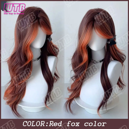 WTB Pink Highlighted Synthetic Lolita Wig for Women Long Straight with Bangs Suitable for Everyday Wear Holidays and Cosplay