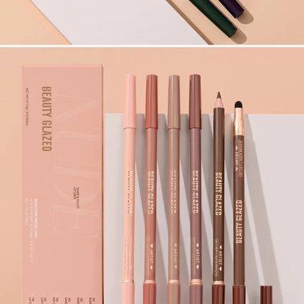 1pc Beauty Glazed Artist Velvet Lipliner Pencil With Sponge brush,Weightless Precise Liner with Super Soft Blendable Texture