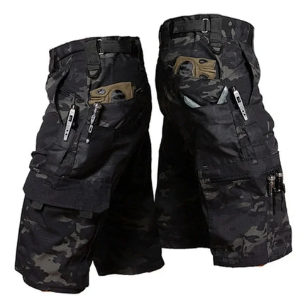 Camouflage Shorts Men's Summer Quick Drying Multi Pocket Military Pants Outdoor Hiking Fishing Shorts Men's Jogging Sports Pants