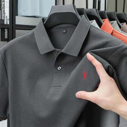 100% pure cotton new high-end brand men's short-sleeved polo shirt summer fashion hot selling pony embroidery golf top T-shirt