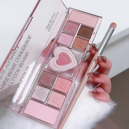 12 Colors Love Heart Eyeshadow Palette Nude Natural Glitter Pink Low Saturation Eye Shadows Pallet Delicate Eye Makeup Cosmetic