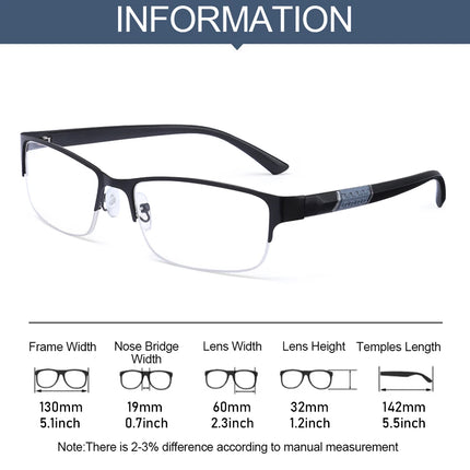 Anti Blue Light Reading Glasses Men Women Half-frame Diopter Glasses Business Male Presbyopic Eyeglasses +1.0 1.5 2.0 2.5 4.0