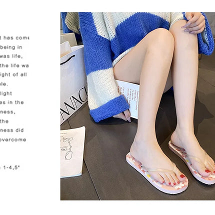 Flip Flops Trendy Summer Outerwear Fashionable Clip On Beach Slippers Anti Slip Couple'S Splint Slippers Leisure Convenience