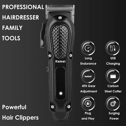 Kemei Professional Hair Clipper for Men KM-1071 KM-2299 Cordless Hair Clipper Men's Beard Trimmer Electric Haircut Beauty Kit