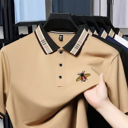 Men's New Embroidered Summer Short-Sleeved Polo Shirt with Trendy and Fashionable Design, Golf Top, Casual T-shirt