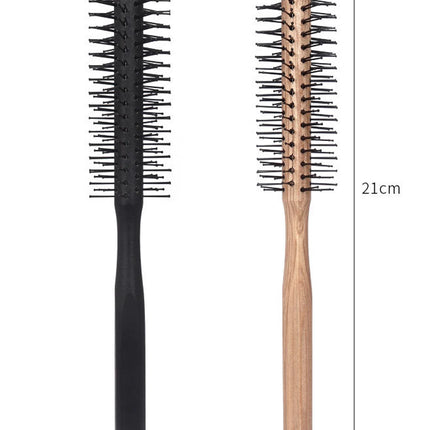 1 wooden handle curling brush nylon circular hair comb curling brush professional salon styling tool Special for real hair wigs
