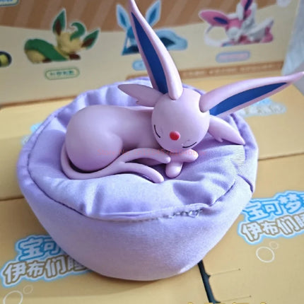 Original Pokemon Eevee Sleeping Position Series Blind Box Sylveon Umbreon Flareon Jolteon Anime Backpack Decoration Model Toy