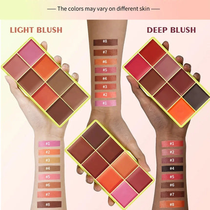  8-Color Eyebrow Cream Blush Curve Case Cream Cosmetics Palette Matte Shimmer Finishes Shadow Tones Long-Lasting Cosmetics