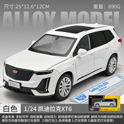 1:24 Cadillac XT6 Alloy Diecast Car Model, Pull Back with Light & Sound, 4S Store Display Ornament, Premium Gift for Boyfriend