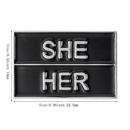 Pronouns Enamel Pins THEY THEM  SHE HER HE HIM Lapel Pins Badges Brooches