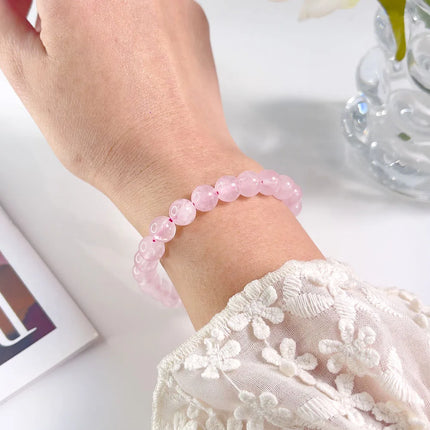 Natural Stone Pink Zebra Beaded Bracelet 6/8mm Dalmatian Jasper Rhodochrosite Agate Bracelet Gemstone Beads Bracelet