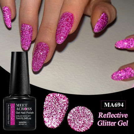 7Ml Reflective GlitterGel Nail Polish Bright Sparkling Silver Color Semi-permanent Soak Off Nail Art UV Varnish Nail Supplies