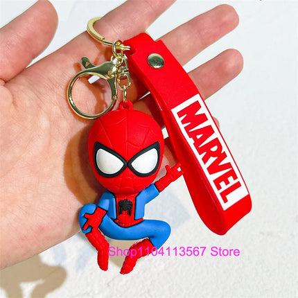 New Q Style Spider Hero Keychain Cartoon Super Heroes Deadpool Cute Doll Keyring Ornament Key Chain Pendant Kids Toys Gifts