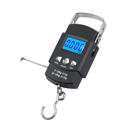 50kg/10g Portable LCD Electronic Hand Scale Travel Hanging Scale with 100cm Long Retractable Measuring Tape