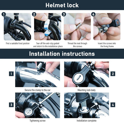 Helmet Lock for Motorcycle Scooter Atv Bicycle Universal Security Anti-theft Handlebar Lock 20mm-26mm with Keys Handle Locks