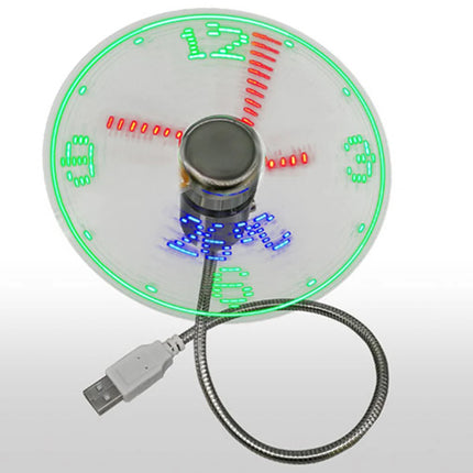 Clock Fans USB Powered Small Night Light Real Time Display Hand Mini USB Fan Flexible Gooseneck LED Clock for Laptop PC Notebook