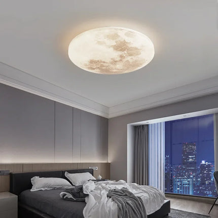 Lunar LED Ceiling Light, Minimalist Round Pendant, Moon-Inspired Lighting for Bedroom, Kitchen, Balcony Decor