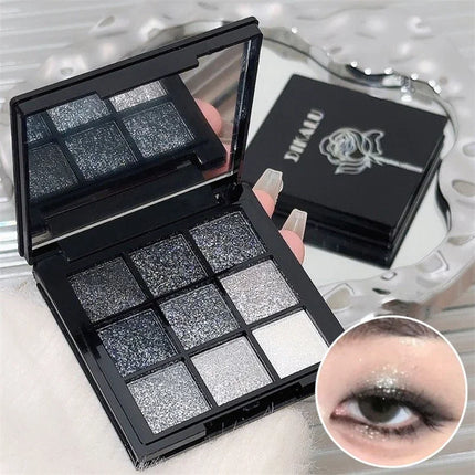 Punk Smoked Black Gray 9 Color Eyeshadow Makeup Palette Dark Color Pressed Glitter for Eyes Shadow Pigment Powder Cosmetics