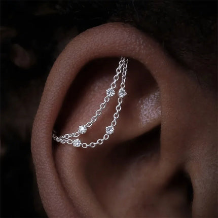 CANNER 1PC 925 Sterling Silver Chain Tassel Piercing Earrings Chain Charm Accessories For Woman Shiny Earring Fine Jewelry Gift