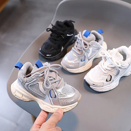 Spring and Autumn Children Sports Shoes Unisex Kids Sneakers Mesh Upper Breathable Basketball Shoes Tennis Casual Flats Footwear