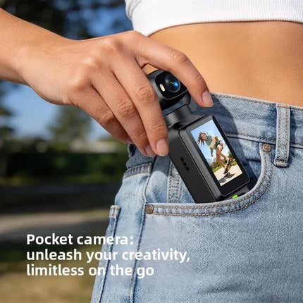 Handheld Gimbal Action Camera 4K HD 180° Rotatable Lens Anti-shake Pocket Vlog Camera with Fill Light for Outdoor Sports