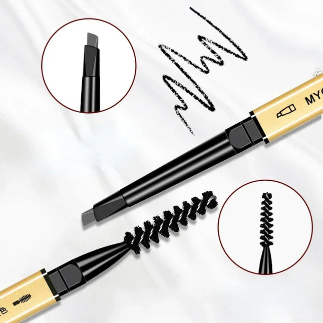 Gold Bar Double-Ended Eyebrow Pencil - Ultra Fine 0.5mm Triangle Tip Waterproof & Smudge-proof for 3D Natural Brows