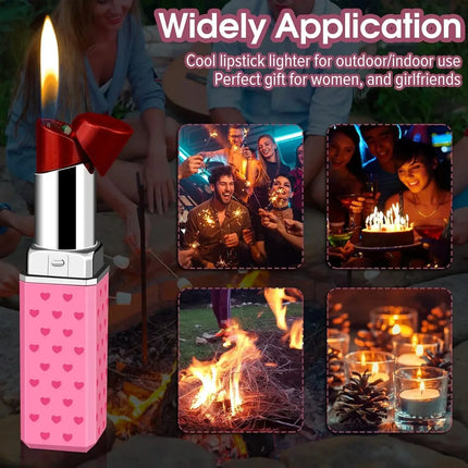 Windproof Cute Lipstick Inflatable Lighter Portable Mini Butane Lightweight Cigarette Accessories Women Fashion Gift Lipstick