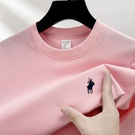 100% pure cotton short sleeve round neck men's T-shirt hot selling luxury brand summer exquisite pony embroidery breathable top