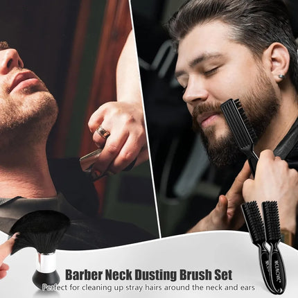 10 in 1 Hair Cutting Barber Cape Set with Neck Duster, Brush, Neck Strips, Hair Combs & Clips - Professional Salon Accessories
