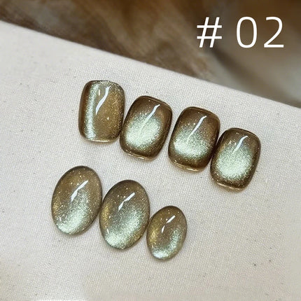 MN 10ml 1-12pcs 2025 Autumn Blue Brown Cat Eye Gel Nail Polish Popular Flash Chocolate Glass Beads Nails Black Nails Christmas
