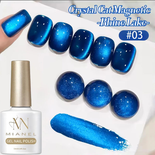 10ML 1-10PCS Hot Selling Blue Nails Glass Bead Whitening Deep Blue Magnet Cat Eye Nail Polish Gel French Tip Nails Nail Supplies