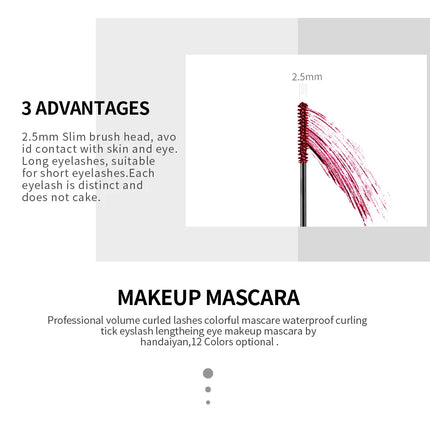 12 Color Mascara Waterproof Fast Dry Eyelashes Curls Extension Festival Make-Up Eyelashes Blue Red Purple Black White Mascara