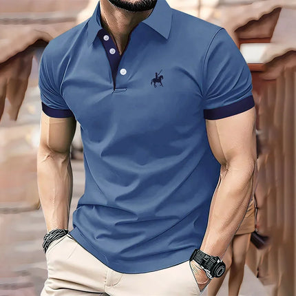 New men's T-shirt, classic short-sleeved Polo shirt, summer top, casual T-shirt, button-down lapel, oversized S-2XL casual Polo