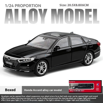 1:24 Accord Limousine Sound & Light Alloy Metal Diecast Car Model Collecting Hobby Decoration Trendy Holiday Gift Box Boy