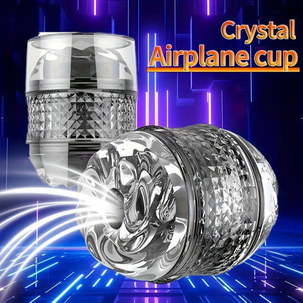 1pc Men'S Fun Adult Toy Transparent Double Channel Cup with 3D Realistic Texture Easy to Clean No Battery Manual Airplane Cup
