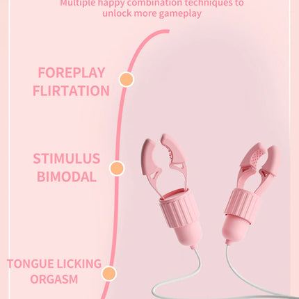 Nipple Clamps Vibrator Breast Massage Tongue Licking Sucking Vibrating Clit Stimulator Female Maturbator Adult Sex Toy For Women