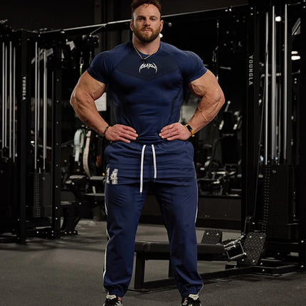 Summer fitness exercise slim fit breathable short sleeved men's suitable fitness running training cycling T-shirt