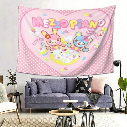 1pc Kawaii Wall Hanging, Premium Polyester 2D Flat Print, Pastel Decorative Tapestry for Bedroom & Nursery,  Gift for Kawaii Lov
