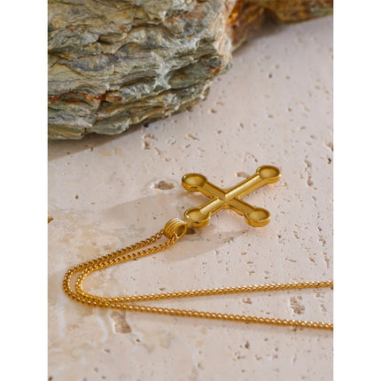 Yhpup Statement Stainless Steel Zircon Cross Pendant Vintage Necklace Arrivals 18K Golden Plated Fashion Classic Jewelry