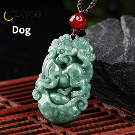 Natural A Goods Jadeite Twelve Chinese Zodiac Rat Tiger Pendant Jewelry Hand-carved Custom Mascot Jewelry Jade Necklace Gift