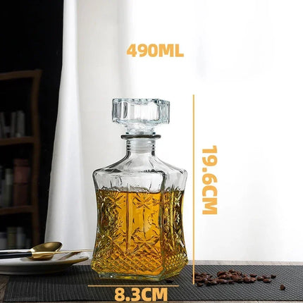 Whiskey Decanter for Liquor Scotch Bourbon with Airtight Stopper, Classical Party Barware, Lead-Free