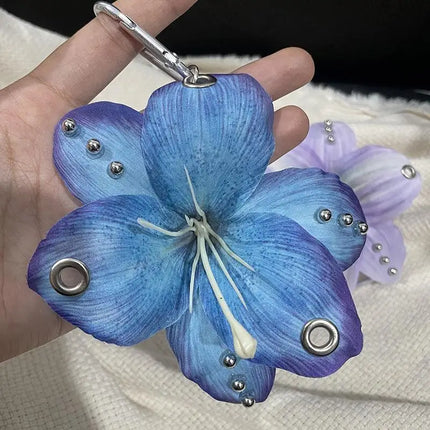 Exquisite Phalaenopsis Orchid Lily Keychain Creative Simulation Flower Bag Pendant Fashion Backpack Decoration Accessories Gifts