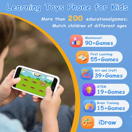 Kids Toys Smart Phone With 3.97" Touchscreen Dual Cameras 220+ Games Toddler Cell Phones Learning Toys for Children Festive Gift