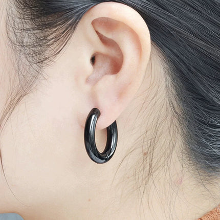 2pc Stainless Steel Small Hoop Earrings Punk Hip Hop Circle Round Huggie Hoop Earrings for Women Men Ear Ring Ear Bone Buckle